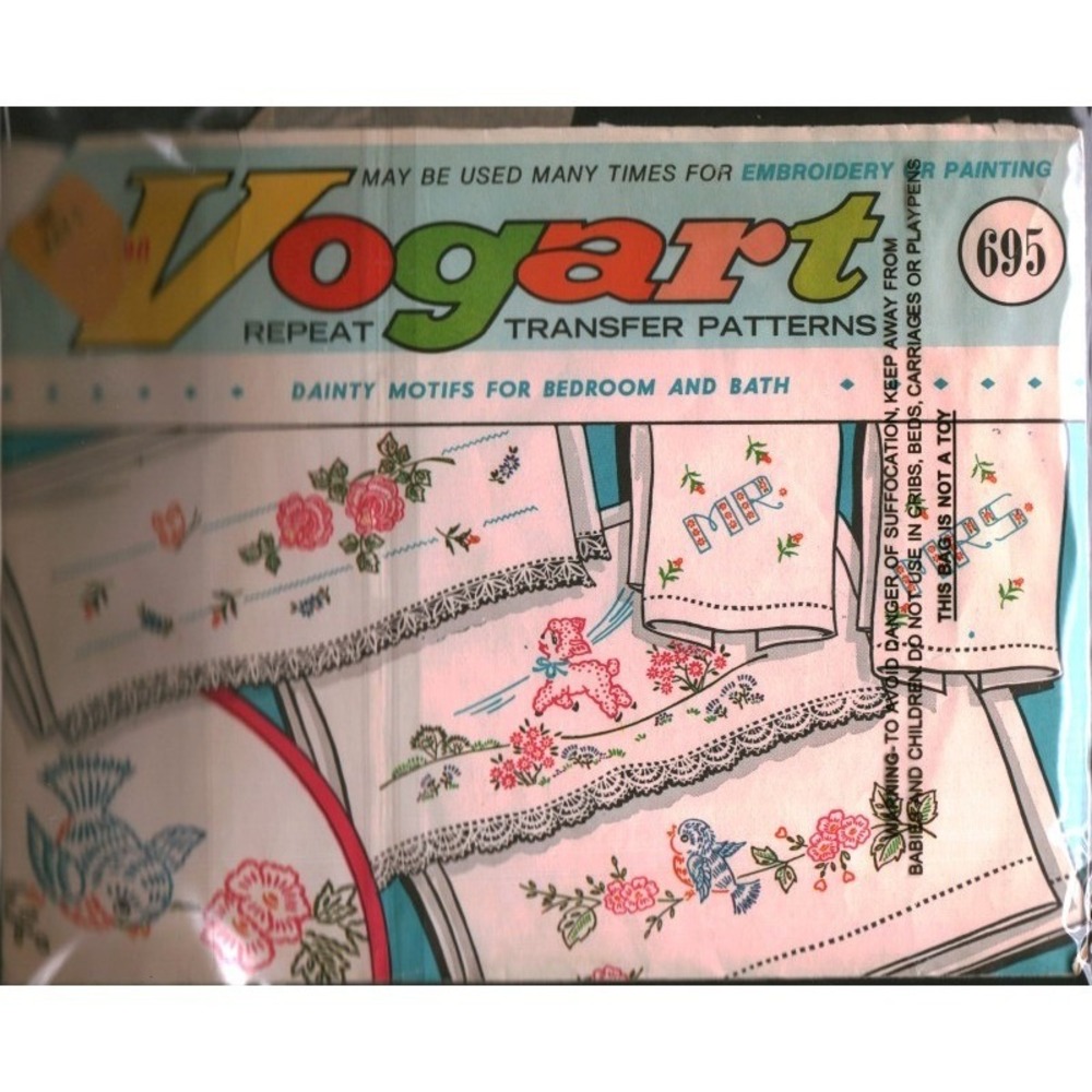 Vintage Vogart 695 Repeat Transfer Patterns Dainty Motifs Bedroom Bath Floral